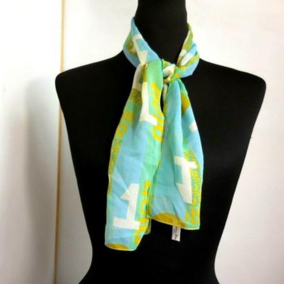 Dior Blue Gold Green Trotter Print Logo Silk Scarf - Picture 2 of 7